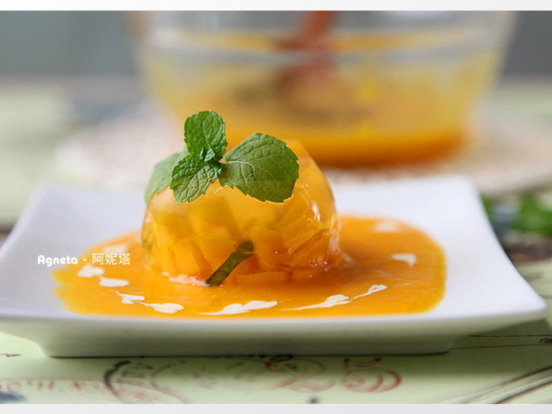 [?Sweet] âƶSake Jelly w/Fresh Mango